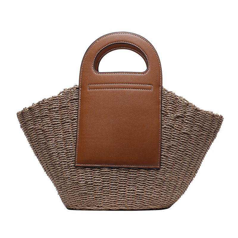 Sac à Dos D'Été En Paille Fait Main - Sac Bandoulière Plage Raphia Rotin Tissé Pour Femmes