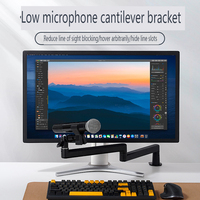 Support de microphone professionnel universel en aluminium noir avec bras articulé rotatif à 360 degrés et suspension antichoc réglable pour studio et diffusion en direct