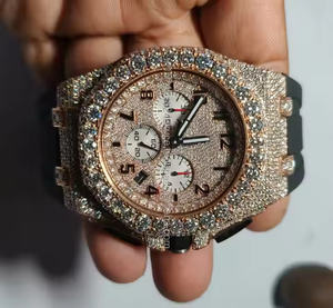 Montre-bracelet de luxe pour homme en moissanite et diamant avec mouvement à quartz avancé, montre analogique audacieuse, montre-bracelet analogique tendance - Product Image 3