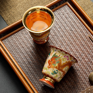 Tasse Maître en Céramique <span class=keywords><strong>Émaillée</strong></span> Faite à la Main, Motif Dragon et Phénix, Lampe de Table, Service à Thé, Cadeau de Mariage, Tasse à Thé Maître - Product Image 1