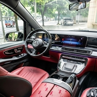Kit intérieur de luxe pour Mercedes Vito W447 rouge Bordeaux, double écran, volant noir piano, sièges VIP, lit, plafond étoilé, OEM