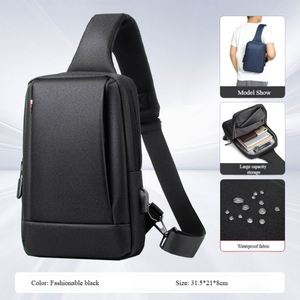 Bolsa de Pecho Impermeable para Hombre al por Mayor, Bolsa de Mensajero Casual Unisex para Exteriores, Bolsa Cruzada Deportiva de Viaje con USB - Product Image 4