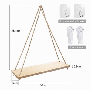 Customized Wood Hanging Swing <strong>Rope</strong> <strong>Shelves</strong> Rustic <strong>Rope</strong> Hanging <strong>Shelves</strong> Rustic Wall Decor Swing <strong>Shelf</strong> - Product Image 4