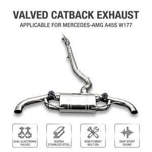 Échappement Catback à Valve en Acier Inoxydable Vortex pour Mercedes-AMG A45S W177 avec Silencieux Central et Double Sortie à Clapets - Product Image 1