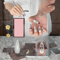 Ongles artificiels à pointe stiletto, longueur moyenne, en gel souple, double finition mate, transparents, couvrance totale, pour salon et DIY, 16 tailles, 224 pièces