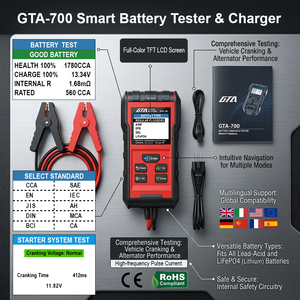 Testeur de batterie de voiture 40-2200 CCA 7-30V GTA700 Garantie 1 an Ajustement universel Multi-tension Charge et réparation - Product Image 4