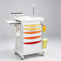 Chariot d'urgence mobile pour clinique vétérinaire avec verrouillage centralisé : Organisateur de matériel chirurgical pour clinique vétérinaire, chariot de procédure
