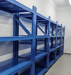 Étagères à palettes robustes en acier au carbone bleu, revêtement en poudre, cadre principal et secondaire, capacité 500 kg, assemblage par vis avec barre de support pour palettes - Product Image 4