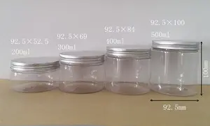 30ml bis 500ml PET-Plastik glas Klar Weiß Schwarz Bernstein Weithals-Lebensmittel glas Kosmetik behälter mit Aluminium deckel Plastic Pet