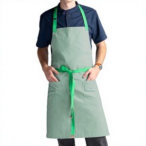 Tablier de chef RioLeaf personnalisé en toile vert sauge avec bretelles contrastantes vert vif, tablier unisexe pour uniformes de personnel de restaurant et de bar - Product Image 4