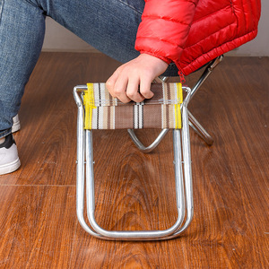 Portable Folding Metal Stool With Fabric Seat Outdoor Garden Chair Small Travel <b>Bench</b> Rectangular Shape Lightweight <b>Foldable</b> - Product Image 4
