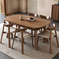 Ensemble de table à manger en bois massif pour appartement, table à manger pliable 6 places à vendre, style rétro, dernière table à manger avec plateau en bois