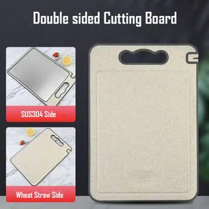 Tabla de cortar PP de paja de trigo y acero inoxidable, tabla de cortar de doble cara no tóxica para cocina con afilador de molinillo - Product Image 2