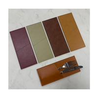 Personnalisable Luxe Personnalisé Laser PU Cuir Couverts Organisateur Cuillère et Fourchette Porte-Manches Couverts en Pochette