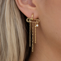 Boucles d'oreilles à pampilles en zircon avec clous, boucles d'oreilles haut de gamme en acier titane, clous en acier inoxydable, bijoux européens et américains