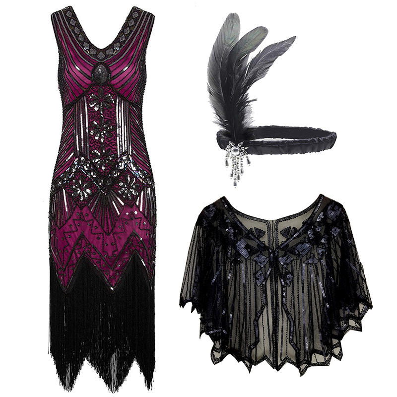 Shiny O-Neck Sleeveless 1920s Sequin Fringe Charleston Flapper Dance Dresses Costumes Stunning 20's Great Gatsby Dress - Foto 8