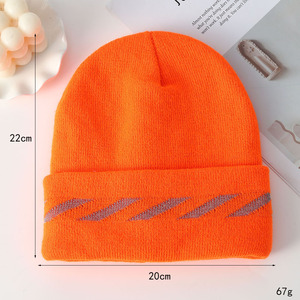 Bonnet en tricot avec bande réfléchissante, double couche, à revers, pour l'hiver, les sports de nuit en plein air, chaud, coupe-vent, anti-froid - Product Image 3