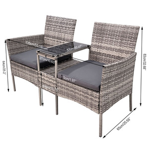 Factory Wholesale Cheap Price High Quality <strong>Garden</strong> Chair Outdoor Metal Frame Knock Down Structure PE Wicker <strong>Love</strong> <strong>Seat</strong> - Product Image 3