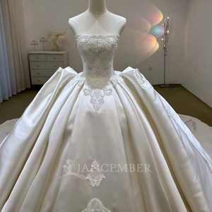 ชุดราตรีทรงบอลกาวน์แบบไม่มีแขน คอเสื้อหวาน ผ้าซาติน หรูหรา ชุดแต่งงานสำหรับผู้หญิง Lsjj77 - Product Image 3