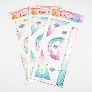 Juego de Reglas Geométricas de Plástico Transparente de Alta Calidad, Triángulo, Regla Recta, Protractor, para Estudiantes Escolares - Product Image 5
