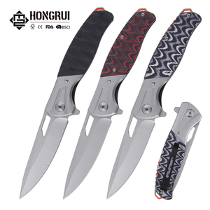 Hongrui G10 poignée couteau de poche pliant pour Camping en plein air en acier inoxydable tactique auto-défense pratique OEM personnalisable - Product Image 1
