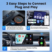 Adaptateur Carlinkit 4-en-1 Carplay Android Auto avec fonction Mirrorlink, écran sans fil, dongle Mirrorlink, adaptateur orange