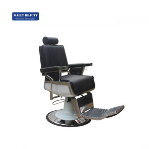 Fauteuil de barbier moderne Cuir PVC noir Base blanche Dossier réglable - Product Image 2