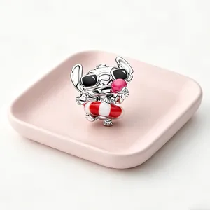 Nouveau Présentoir à Bijoux en Argent 925 avec Breloques Cœur, Coquillage, Pieuvre, Football, Perles de Tungstène, Château, Soleil, Baleine et Zircon - Product Image 3