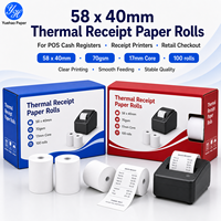 Rouleaux de papier thermique pour TPV, rouleaux de papier thermique 58x40mm 70gsm, rouleaux de reçus avec mandrin de 17mm pour imprimantes TPV, directement de l'usine