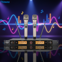 Système de microphone sans fil UHF double canal Thinuna UR-200 avec synchronisation IR, 200 canaux, synthèse PLL pour micros portables/lavalier/casque
