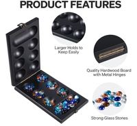Jeu de société Mancala en bois personnalisé avec plateau de table et 72+8 pierres en verre multicolores bonus pour enfants et adultes, jeu de voyage portable