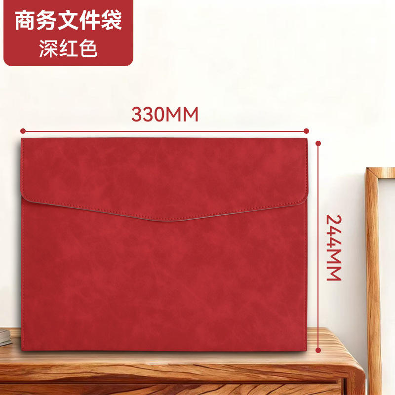 A4-กระเป๋าเอกสารสัมผัสผิว-สีแดง