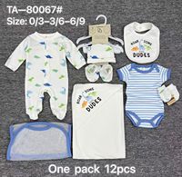 Ensemble de robes pour bébé 100% coton, 12 pièces, tenue décontractée pour nouveau-né, vente en gros du fabricant