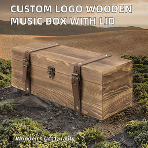 <span class=keywords><strong>Coffre</strong></span> de rangement intemporel <span class=keywords><strong>en</strong></span> <span class=keywords><strong>bois</strong></span> de pin antique avec sangles <span class=keywords><strong>en</strong></span> cuir, boîte <span class=keywords><strong>en</strong></span> <span class=keywords><strong>bois</strong></span> personnalisable avec logo pour cadeaux de mariage et décoration rustique - Product Image 2