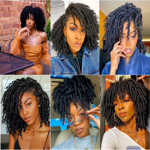 Mới Đến 6 Inch Crochet Bện <span class=keywords><strong>Dreadlocks</strong></span> Cho Ngắn Twist Tóc Giả Cho Phụ Nữ Da Đen Và Nam Giới Afro Xoăn Tổng Hợp Dreadlock Tóc Giả - Product Image 6