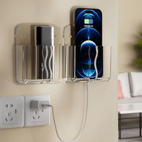 Support mural en acrylique le moins cher pour téléphone, sans perçage, rangement de chevet pour télécommande de téléviseur et de climatiseur