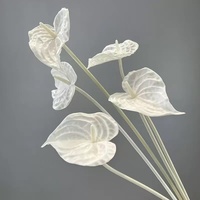 Fleur artificielle réaliste en PU Anthurium Flamant rose à tige unique pour la décoration de mariages et d'événements