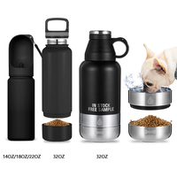 Everich – bouteille d'eau 3 en 1, 32oz, en acier inoxydable, à Double paroi, portable, pour chien, bol d'alimentation avec stockage de nourriture, 2022