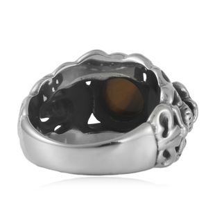 Skull <b>Ring</b> Men's Stainless Steel Black Stone Bezel Setting Punk Style Fashion Jewelry Gift 240112 - Product Image 2
