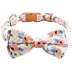 Collar para Perro con Estampado Floral y Lazo, Collar Ajustable y Suave para Mascotas con Hebilla Metálica en Forma de Serpiente para Perros Pequeños y Medianos, Gatos, Venta al por Mayor - Product Image 1