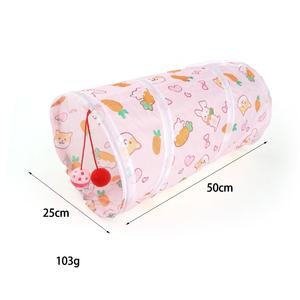 घंटी फर बॉल खिलौना के साथ नवीनतम प्रिंट ढहने वाली पिल्ला बिल्ली बिल्ली सुरंग घर - Product Image 3