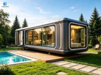 Maison capsule spatiale Yozon, maison préfabriquée modulaire mobile, mini-maison avec système intelligent pour villa, appartement, glamping, resort et hôtel