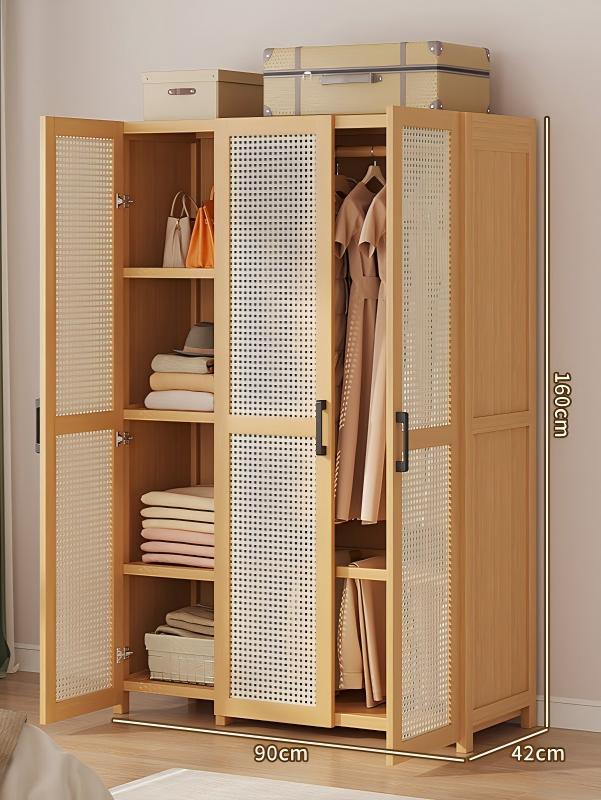 Plastic rattan wardrobe three door-trouser rack