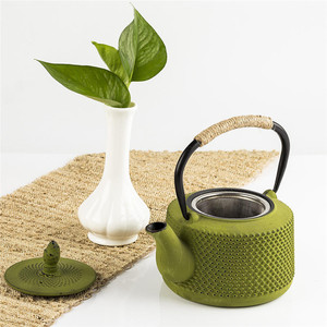 Théière Tetsubin en fonte <span class=keywords><strong>émaillée</strong></span> colorée, écologique, portable, avec infuseur et poignée noire - Product Image 5