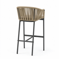 Chaise haute de patio extérieure de style nordique, en aluminium imperméable avec corde tressée, chaise de restaurant, chaise de bar pour meubles de jardin