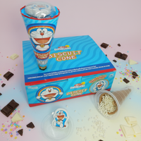 Cornet de gaufrette au chocolat saveur crème, sucré et croustillant, avec jouets de dessin animé, emballage individuel, personnalisable