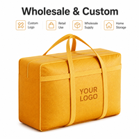 Sac de rangement respirant en non-tissé pour couettes, vêtements et couvertures, anti-poussière, avec poignées larges renforcées pour placard domestique