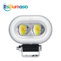 Phare auxiliaire LED pour moto Espumoso à 2 lentilles, anneau lumineux RGB, klaxon intégré 110 dB, étanche IP67, éclairage tout-terrain pour VTT UTV OEM