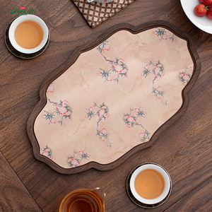 Plateau de service pour tasse à thé en bois et gaze de nuage, style chinoiserie, élégant, écologique, pour la maison, service à thé, infusion à sec - Product Image 4