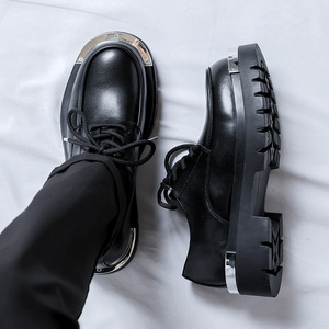 Scarpe Derby Formali da Uomo per Affari, Resistenti con Punta in Acciaio, Suola Spessa, Rialzo Interno, Allacciatura Antiscivolo e Soletta con Piattaforma - Product Image 5